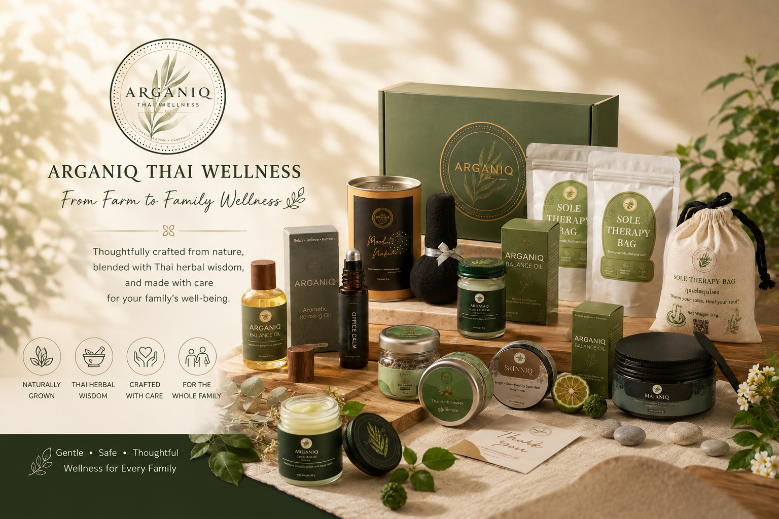 ผลิตภัณฑ์สมุนไพร Arganiq Thai Wellness สำหรับดูแลสุขภาพครอบครัว